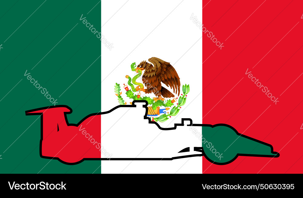 Mexican flag with generic racing car silhouette Vector Image