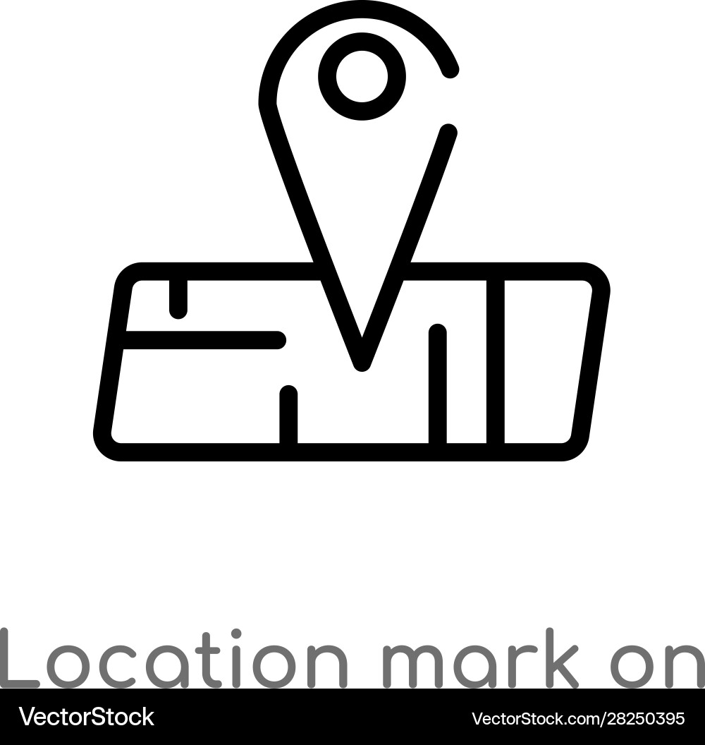 Outline location mark on printed map icon Vector Image