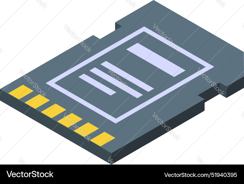 Secure digital memory card lying in isometric view Secure digital memory card lying in isometric view vector image