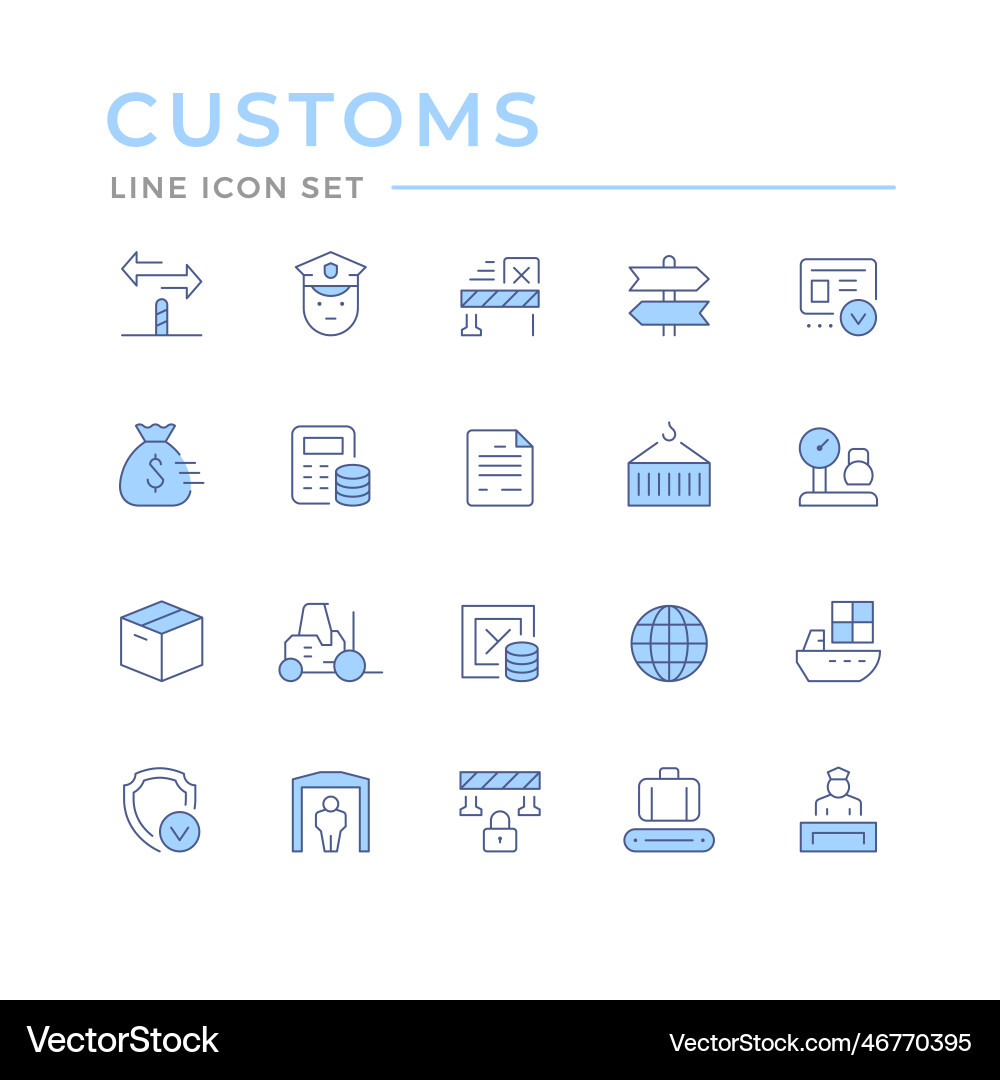 Set color line icons of customs Set color line icons of customs vector image