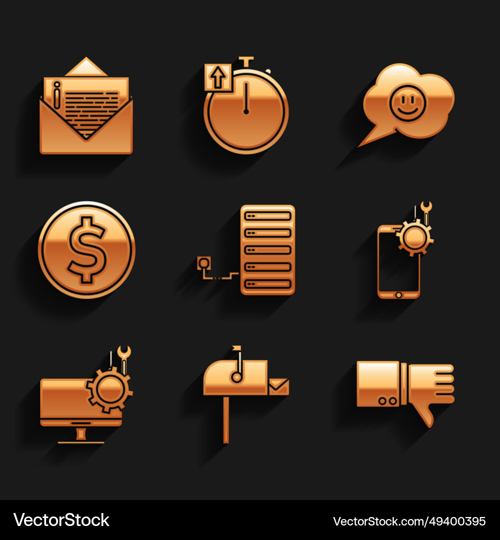 Set server open mail box dislike mobile service Set server open mail box dislike mobile service Vector Image