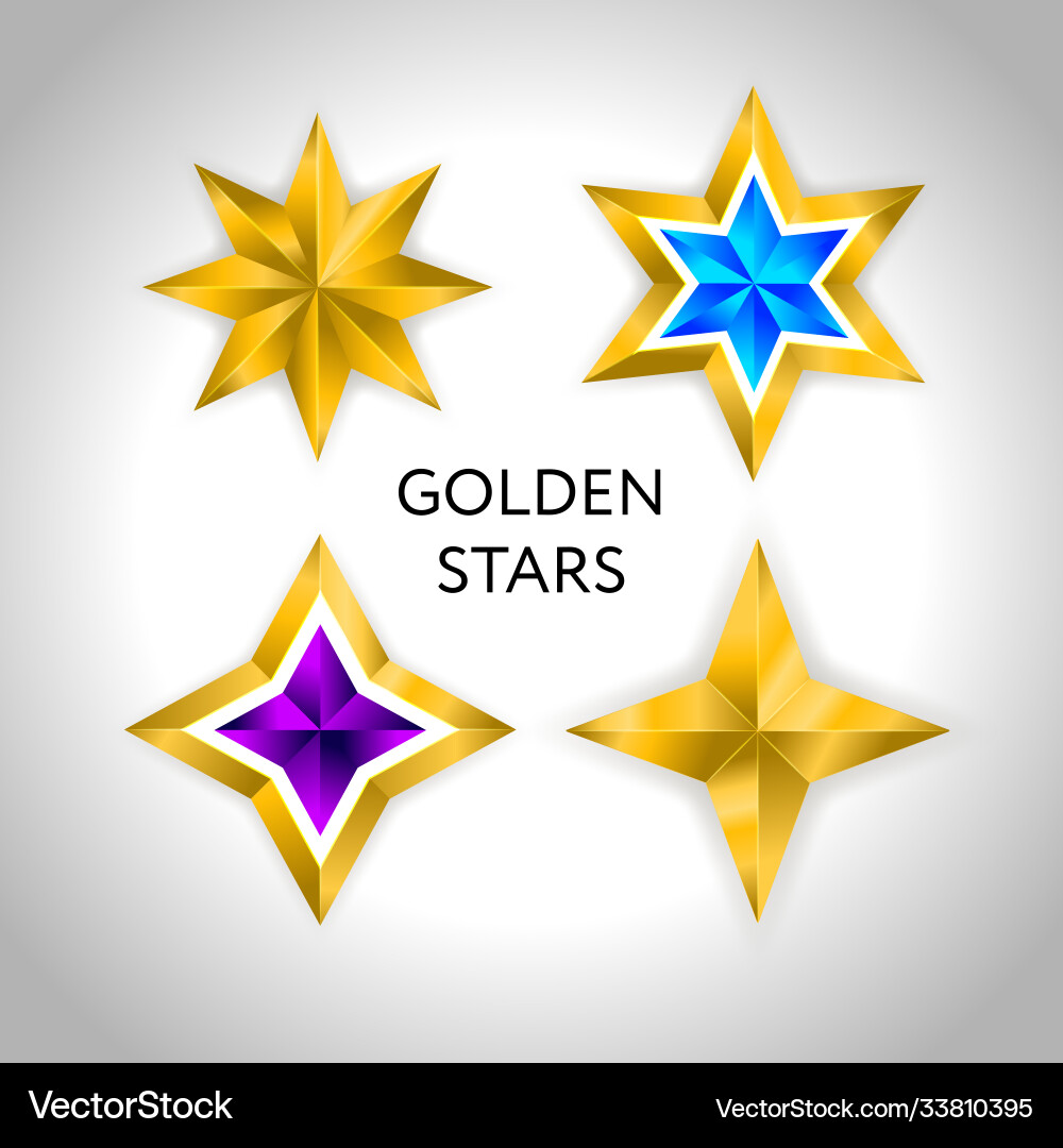 Set simple gold colorful stars eps 10 new year Set simple gold colorful stars eps 10 new year vector image
