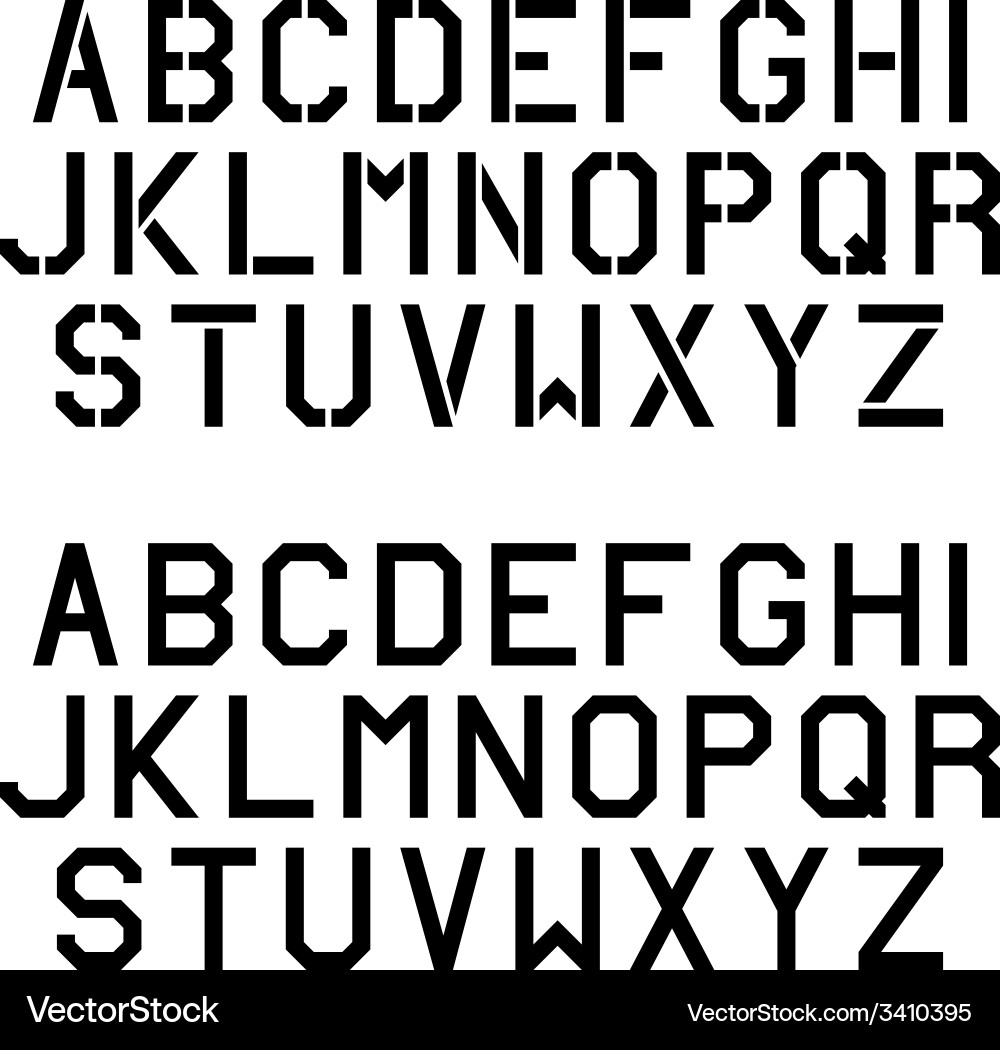 Stencil Alphabet Font - Angular Letter Style vector image