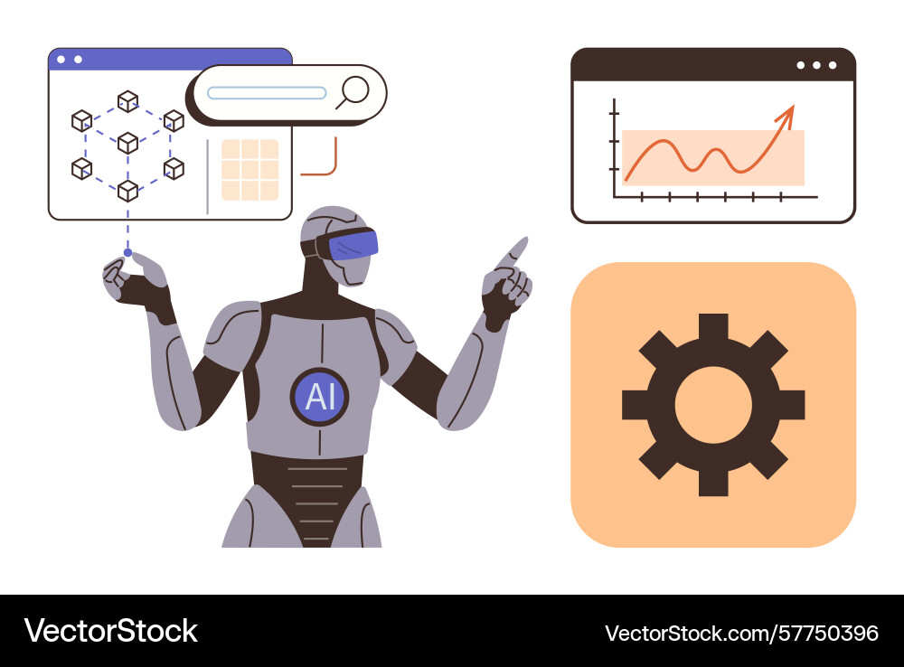 Ai-Roboter zur Analyse der Dateninterface-Technologie Ai-Roboter zur Analyse der Dateninterface-Technologie vektorbild