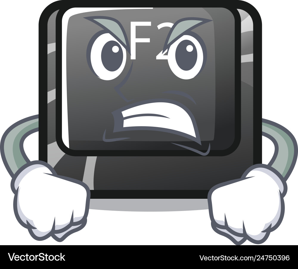 Angry button f2 isolated with character Angry button f2 isolated with character vector image