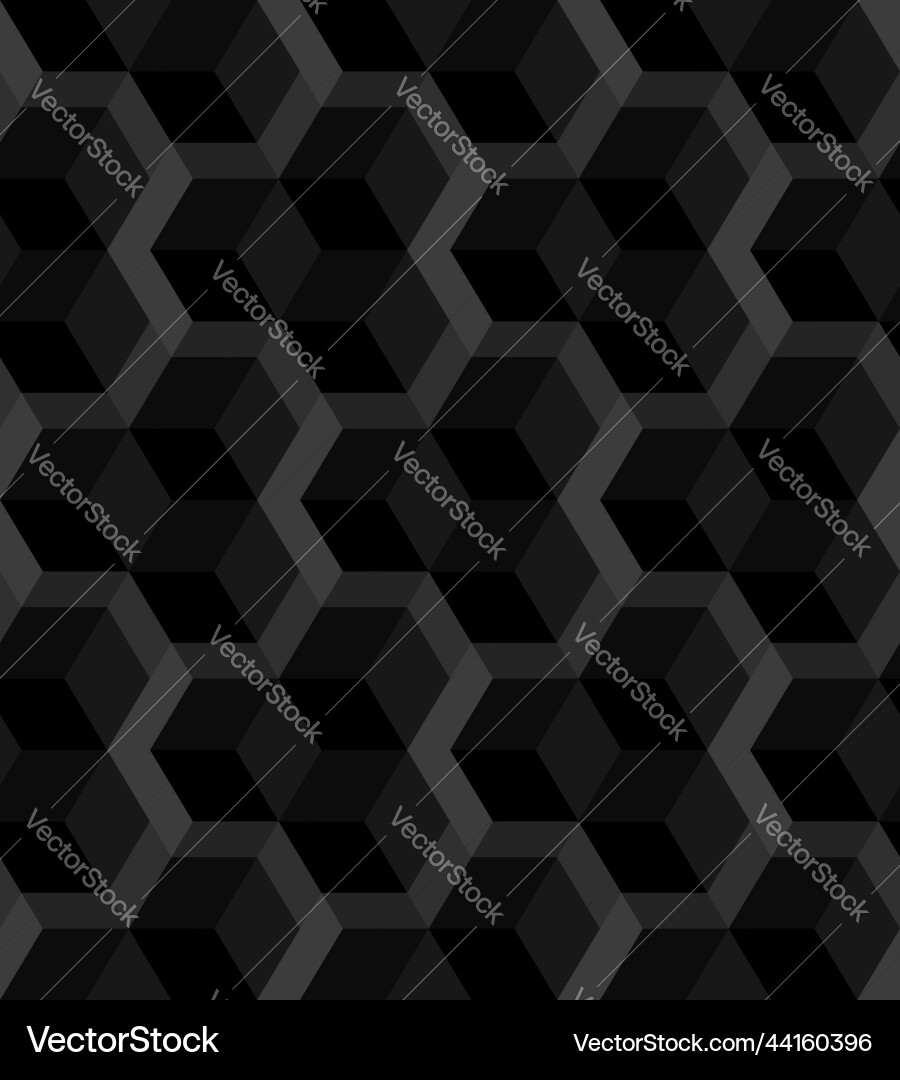 Background geometric pattern cube shape black gray Background geometric pattern cube shape black gray vector image