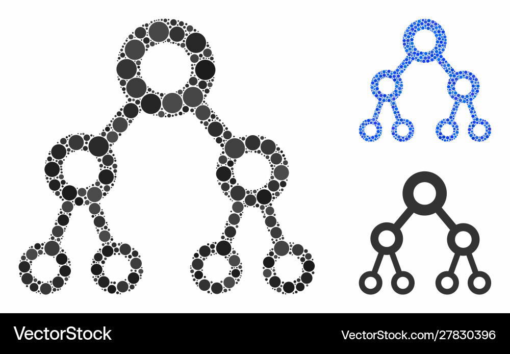Binary tree mosaic icon circles Binary tree mosaic icon circles vector image