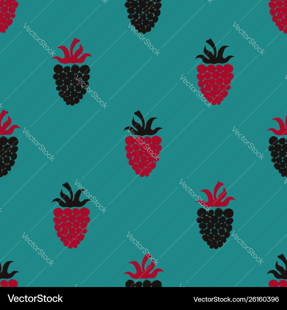 Blackberry & Raspberry Seamless Pattern vector image
