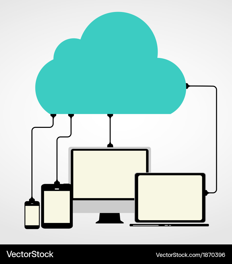 Cloud computing concept on different electronic Vector Image