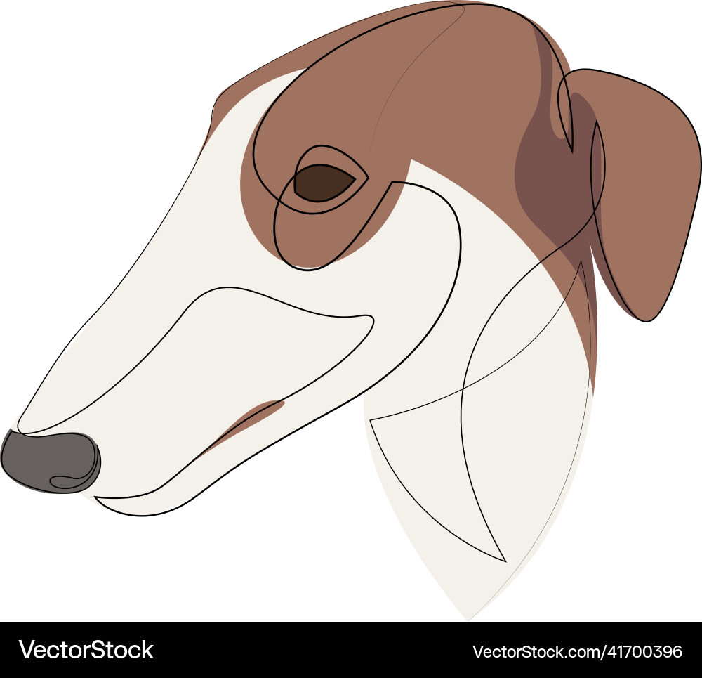 Continuous line borzoi single minimal style Continuous line borzoi single minimal style vector image