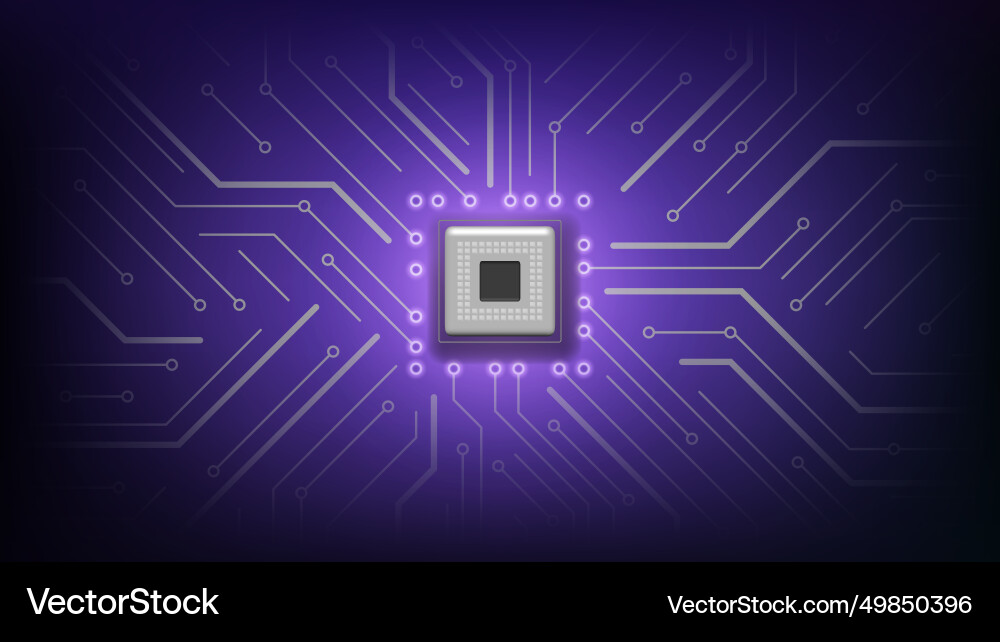 Cpu futuristic chip processor for computer gadget vector image