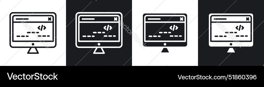 Display code liner and solid icon set in black vector image