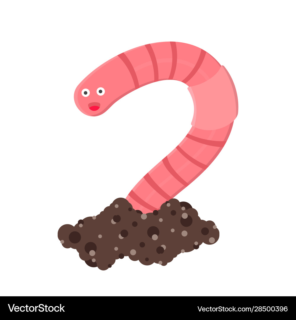 Earthworm cartoon character icon sigh worm Earthworm cartoon character icon sigh worm vector image