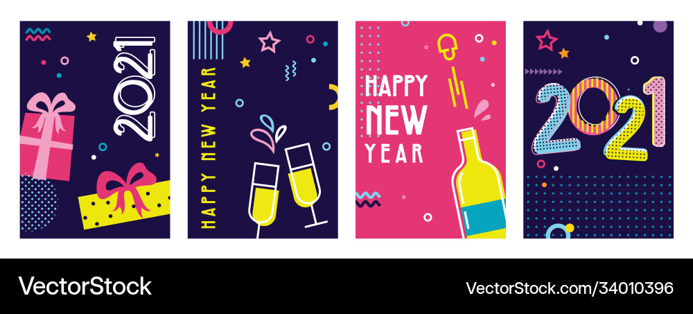 Happy new year- 2021 collection greeting Happy new year- 2021 collection greeting vector image