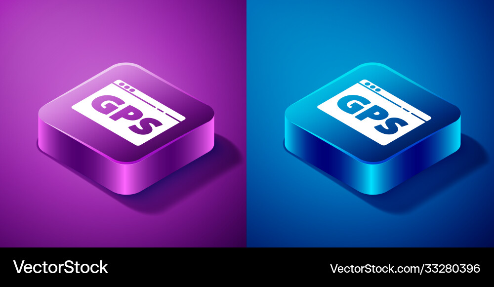 Isometric gps device with map icon isolated Isometric gps device with map icon isolated vector image