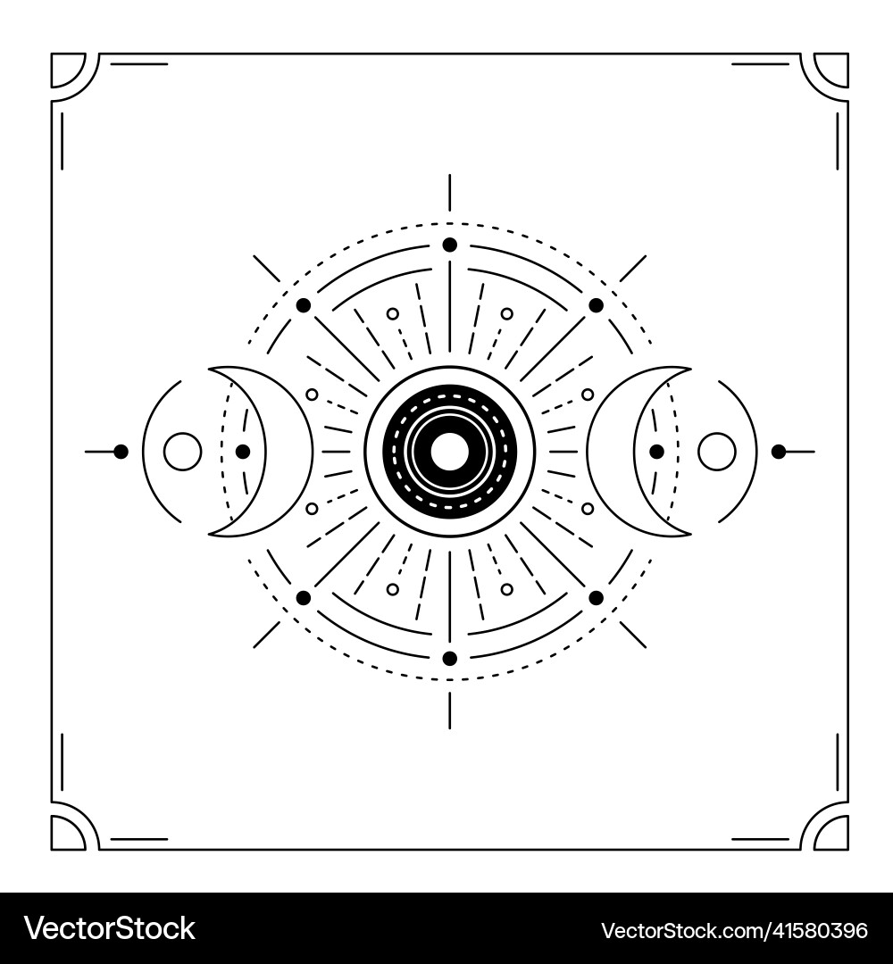 Moon phases background in simple line flat Moon phases background in simple line flat vector image