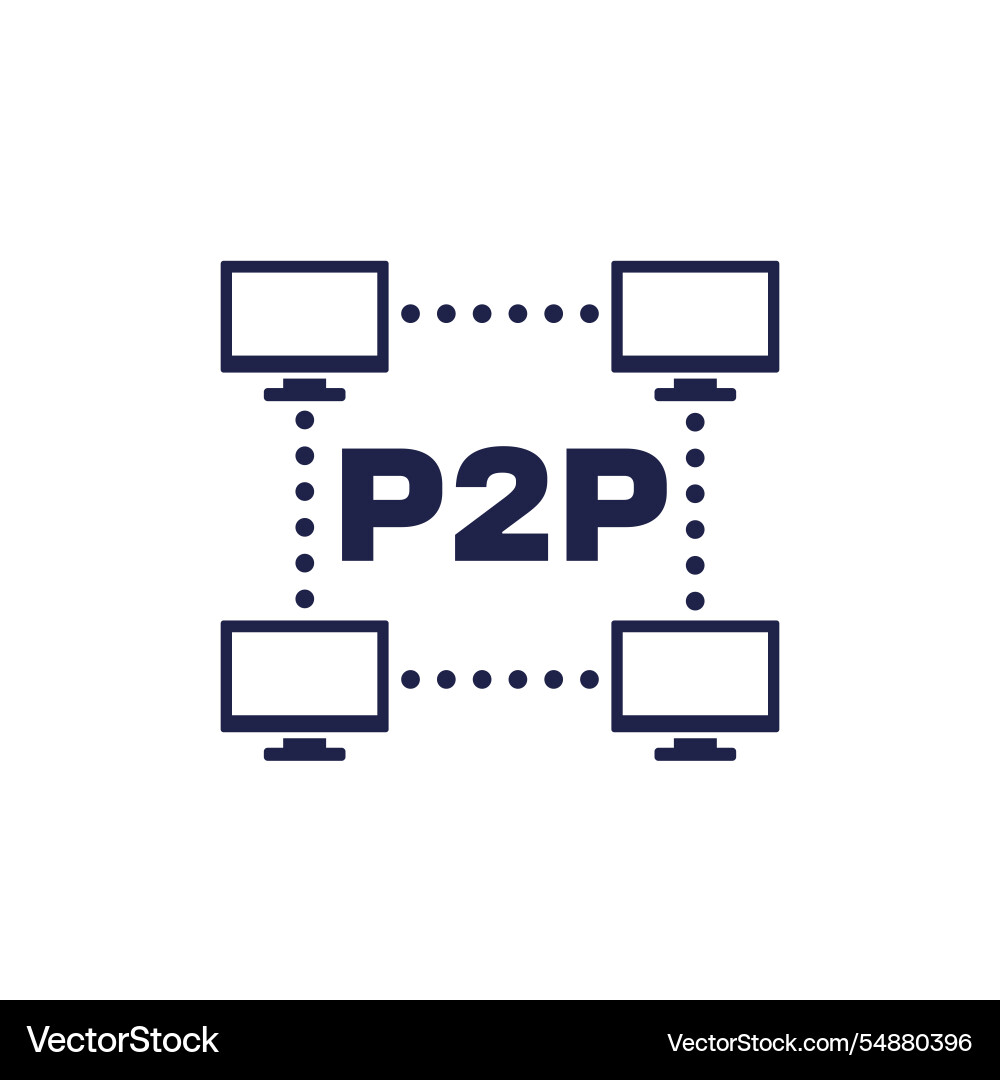 P2p network icon peer to connection vector image