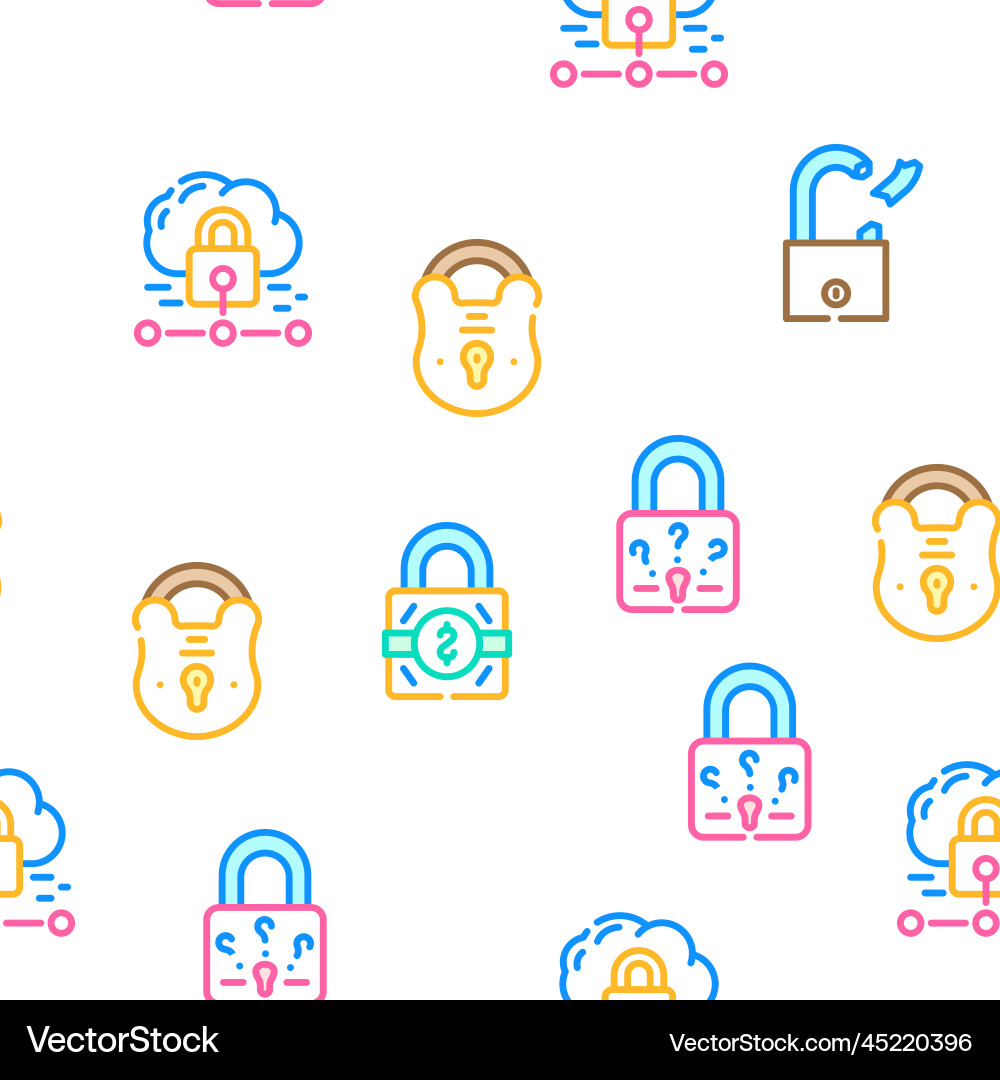 Padlock lock safe password seamless pattern Padlock lock safe password seamless pattern vector image