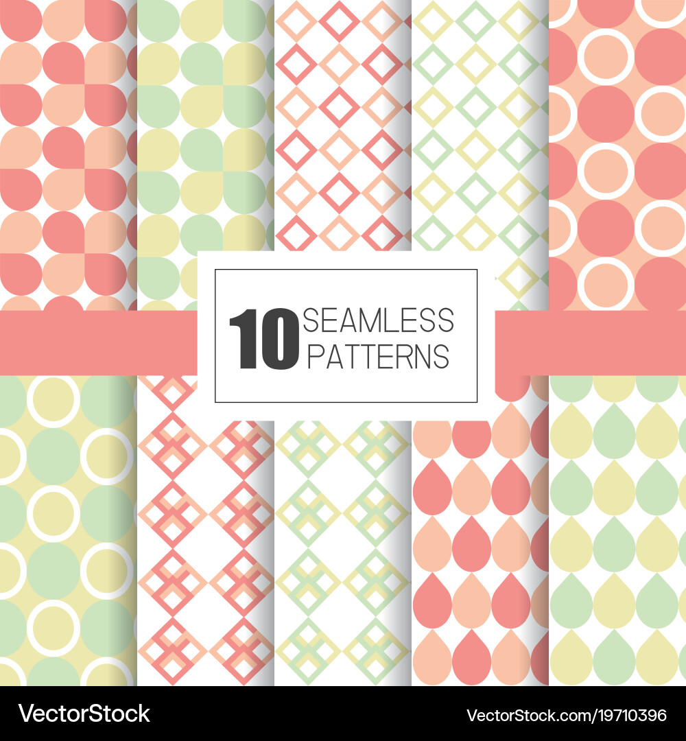 Set of 10 seamless patterns with geometry design vector image