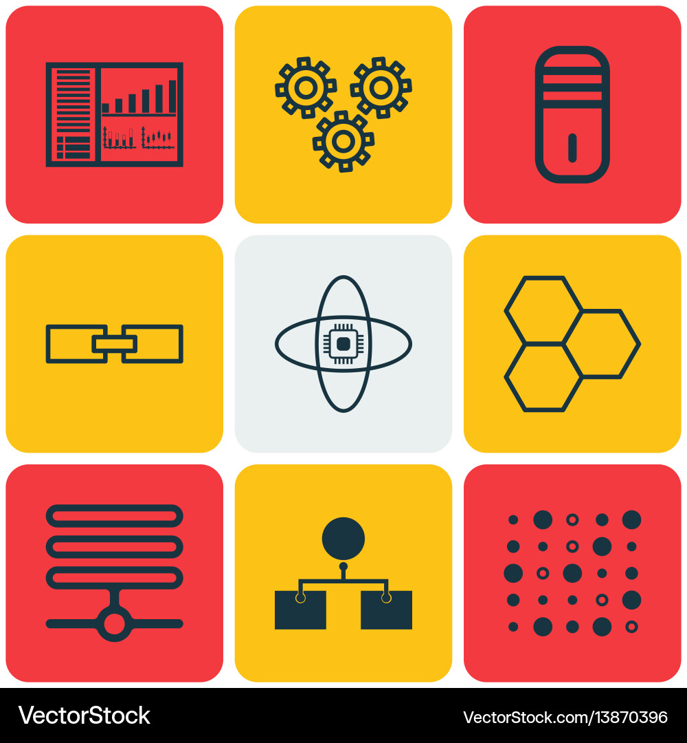 Set von 9 Robotik-Icons mit Steuerung Set von 9 Robotik-Icons mit Steuerung vektorbild