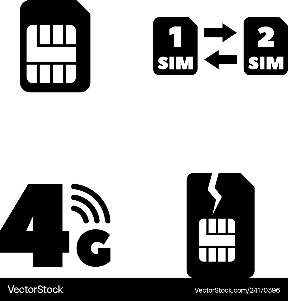Sim card mobile operator simple related icons Vector Image