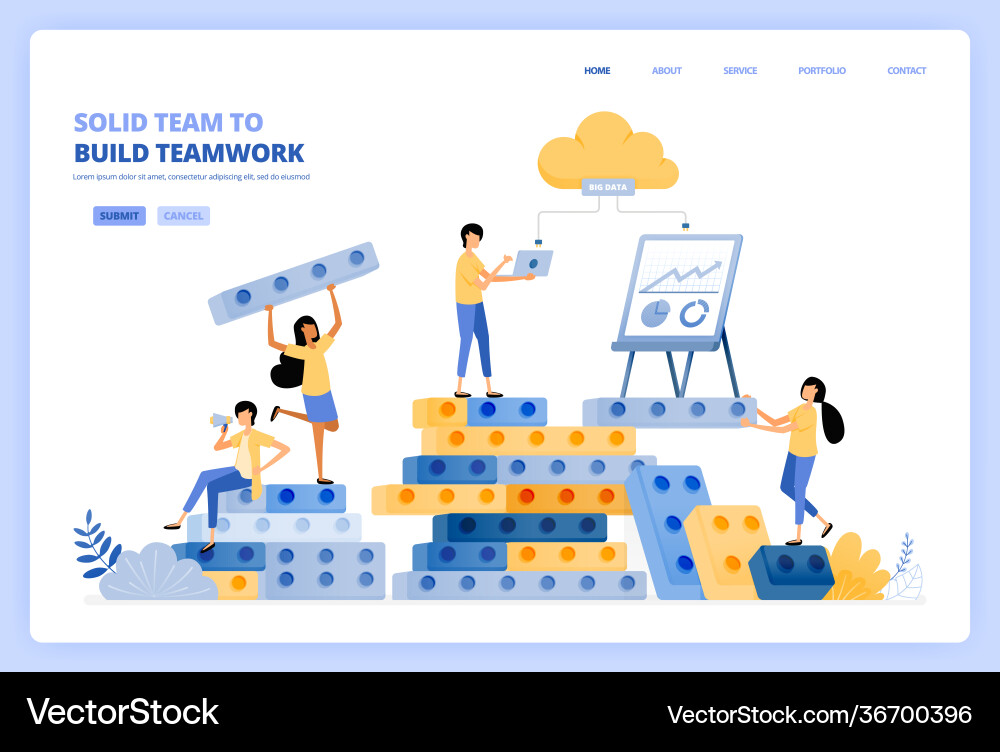 Solid teamwork in building relationships Vector Image