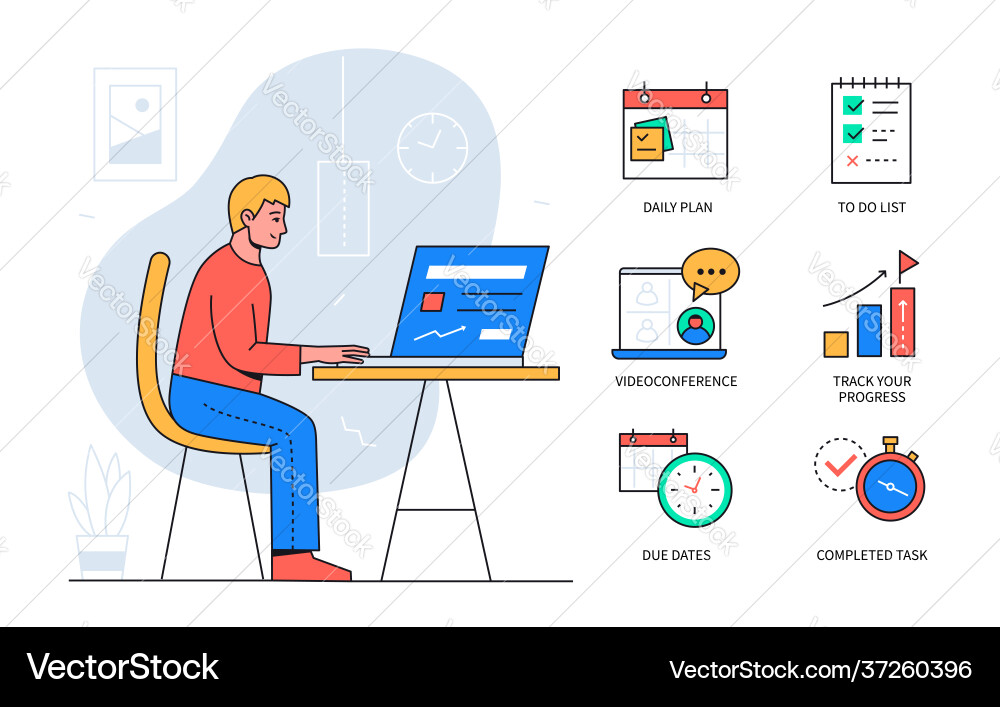 Task management - colorful flat design style Task management - colorful flat design style vector image