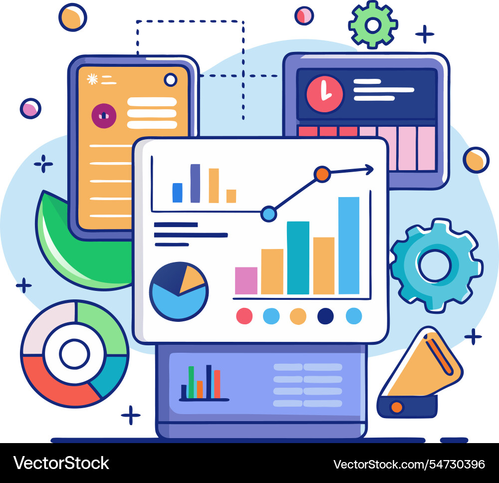 Ui ux info graphic data analysis dashboard vector image