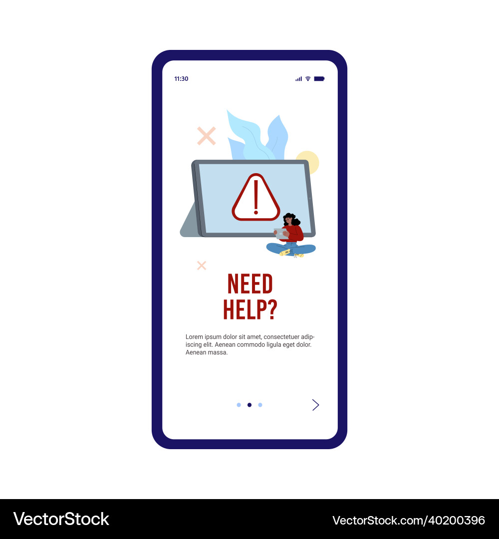 Users support help page for mobile app system Users support help page for mobile app system vector image