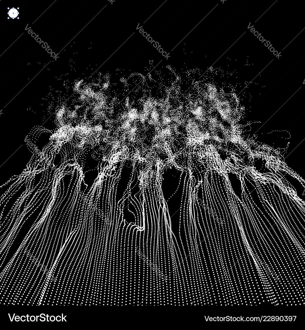 Array with dynamic emitted particles water splash Array with dynamic emitted particles water splash vector image