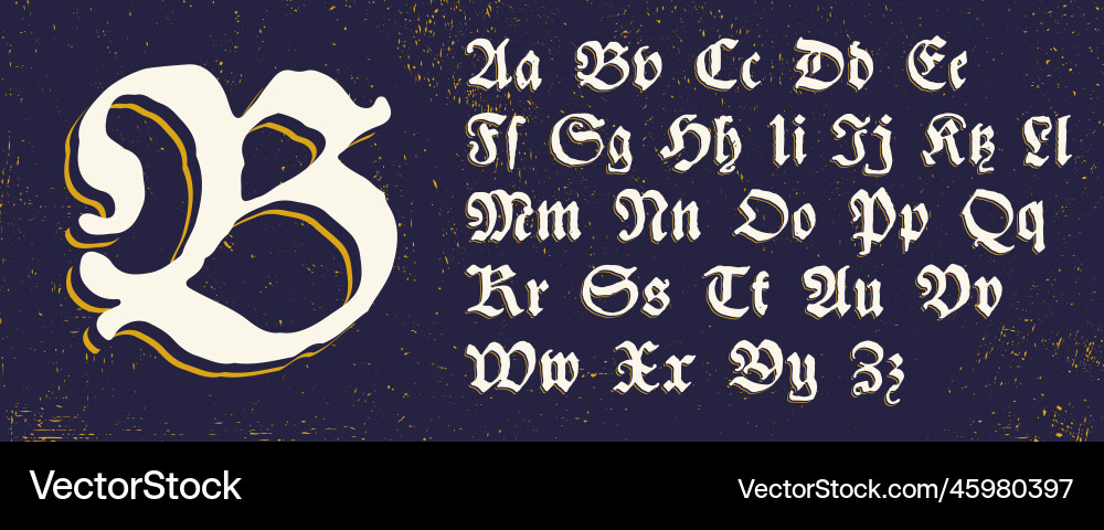 Blackletter Gothic Font - Medieval Style Vector Image