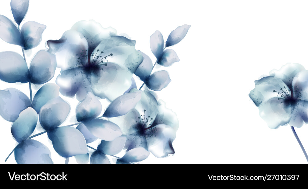 Blaue Blumen Aquarell Blumenkranz Retro Blaue Blumen Aquarell Blumenkranz Retro vektorbild