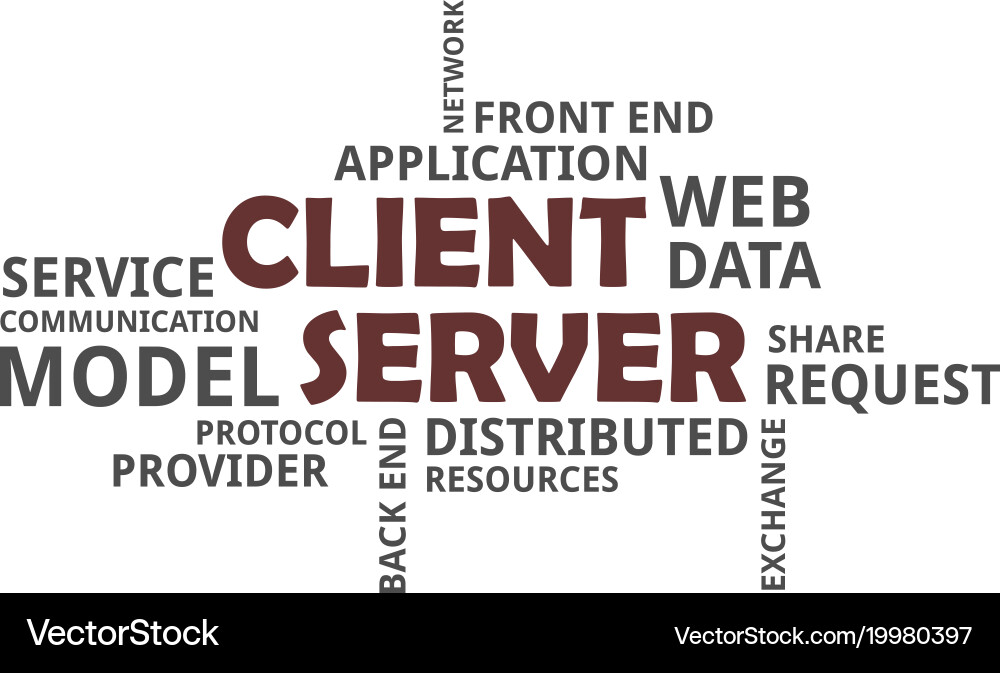 Client-Server Architecture Word Cloud vector image