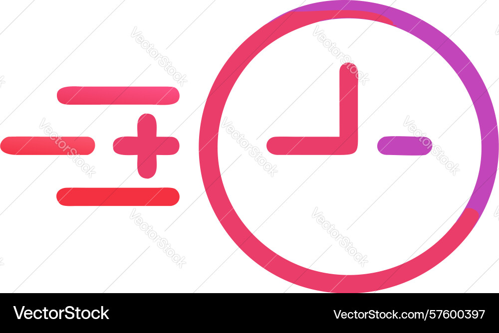 Extended time clock with plus sign and abstract l vector image