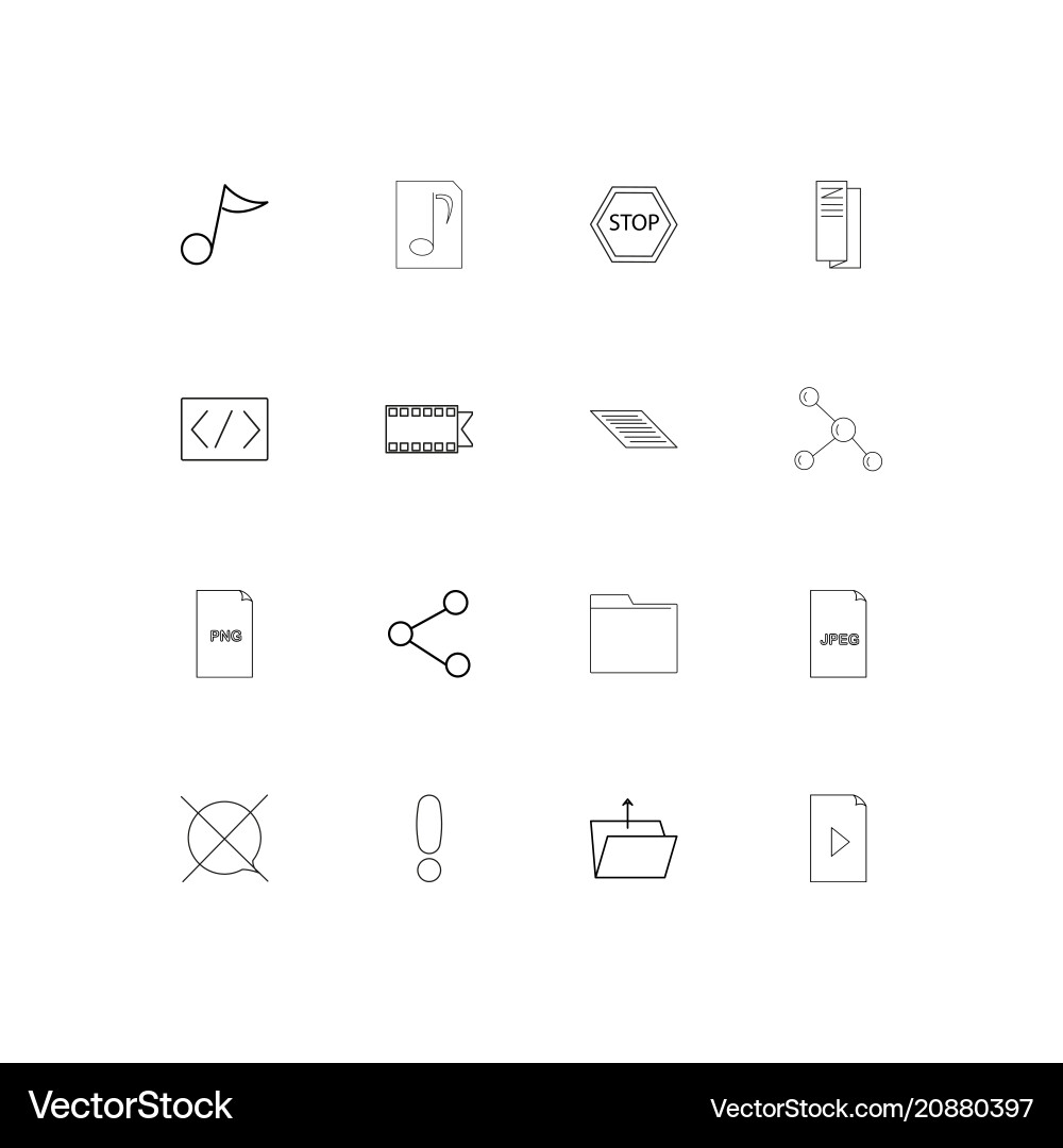 Files and folders sign linear thin icons set vector image