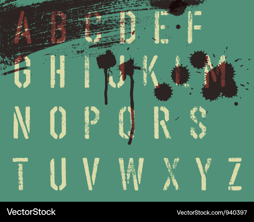 Grunge Alphabet Stencil Vector Image