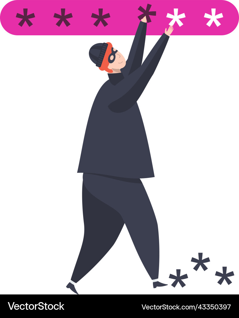Hacker hacks into password cyberattack vector image