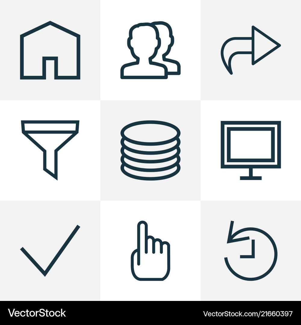 Interface icons line style set with forward home Interface icons line style set with forward home vector image