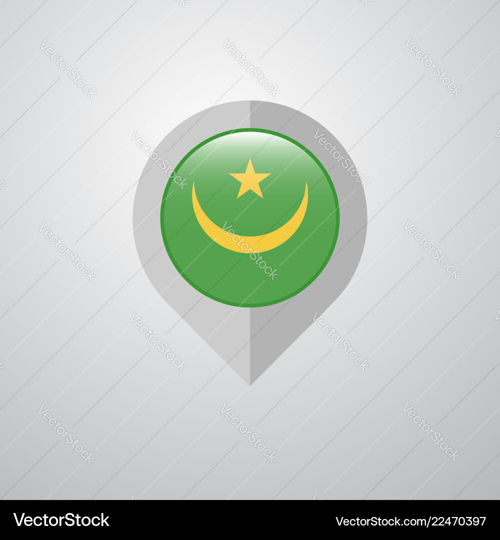 Karten-Navigation Pointer mit mauritania Flagge Design Karten-Navigation Pointer mit mauritania Flagge Design vektorbild