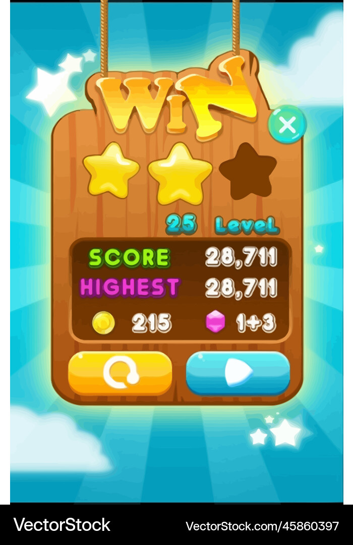 Level Button Game UI Pop-Up Icons vector image