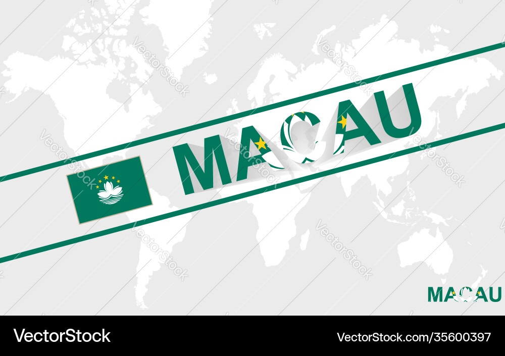 Macau map flag and text Macau map flag and text vector image