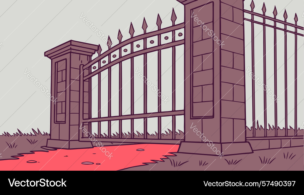 Modern formidable gate restricted area access Vector Image
