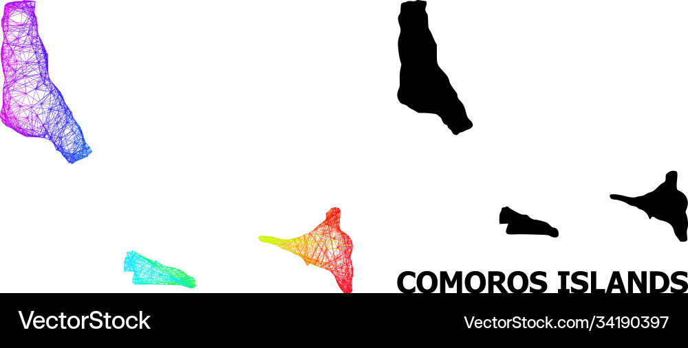 Net map comoros islands with spectrum gradient Net map comoros islands with spectrum gradient vector image