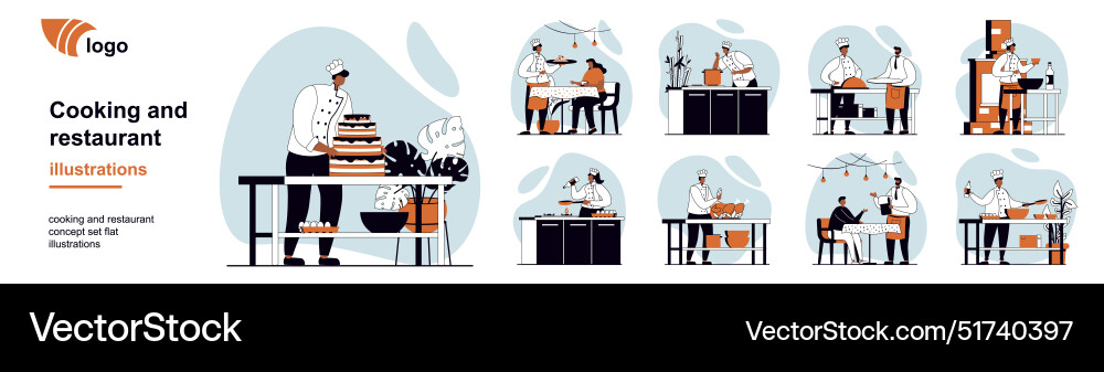 Restaurant & Kitchen Concept Set Royalty Free Vector
