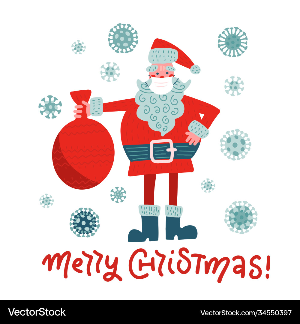 Santa claus wearing medical mask on face Santa claus wearing medical mask on face vector image