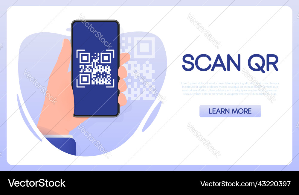 Scan code smartphone on white background isolated Scan code smartphone on white background isolated vector image