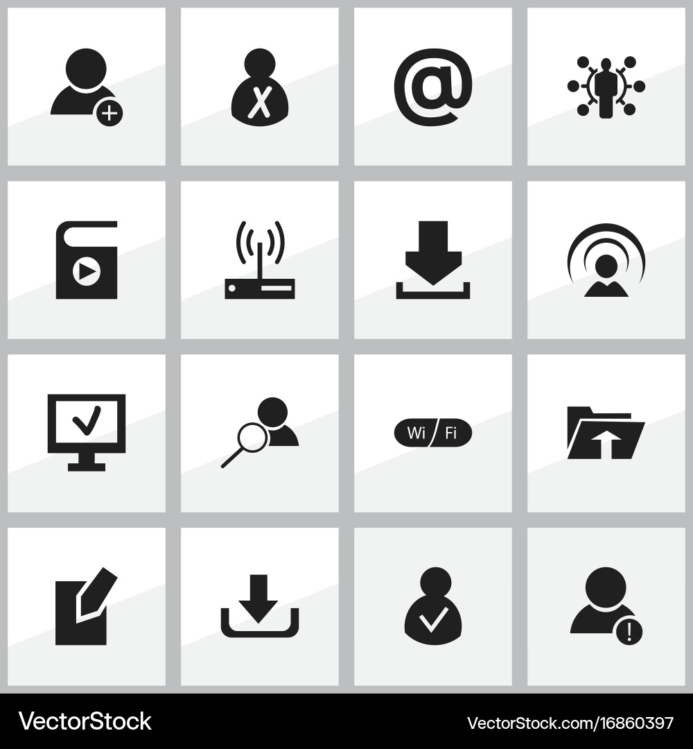 Set of 16 editable global icons includes symbols vector image