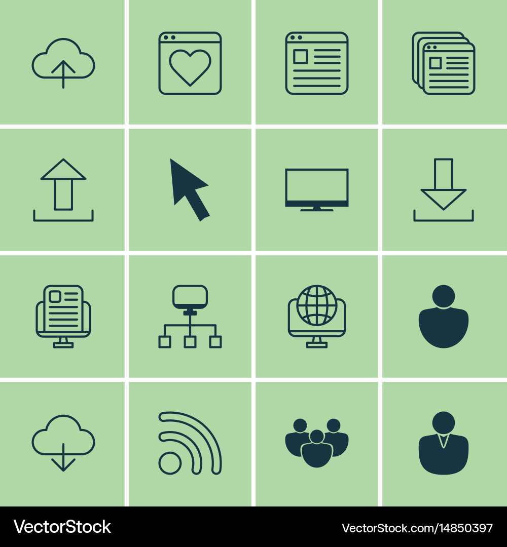 Set of 16 world wide web icons includes website Vector Image