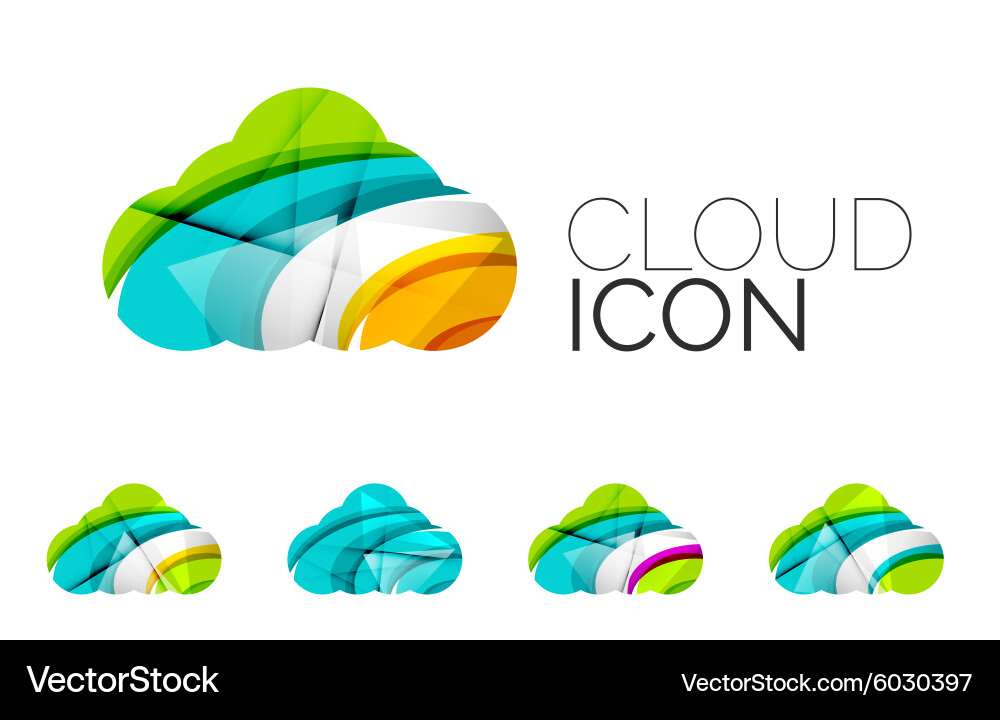 Set of abstract cloud computing icons business Vector Image