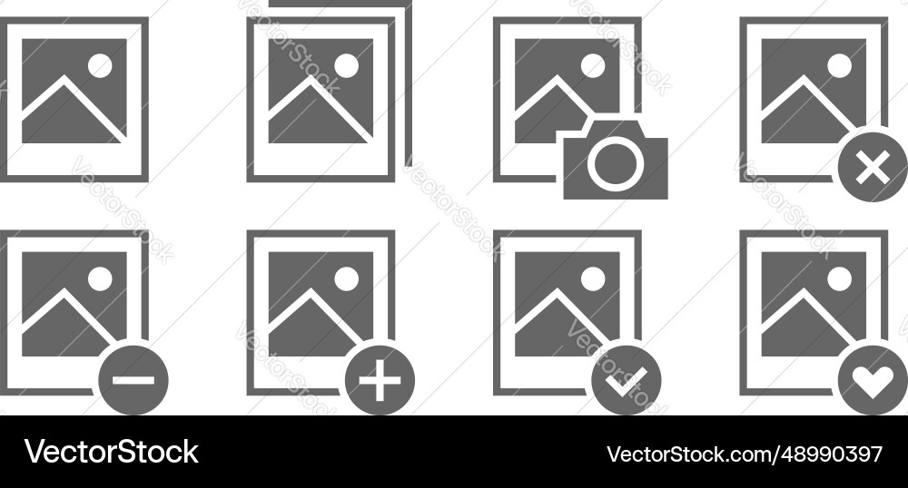 Set of image gallery icons collection digital Set of image gallery icons collection digital vector image